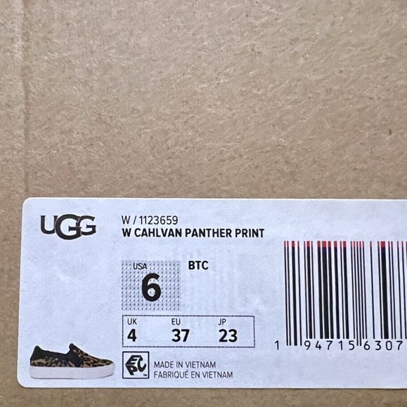 UGG Womens Cahlvan Butterscotch Panther Print Cow Hair Slip-On Sneaker Size 6 - Picture 5 of 6